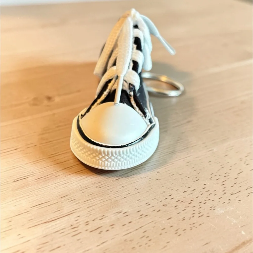 Black High Top Sneaker Keychain - Miniature Shoe Charm‎